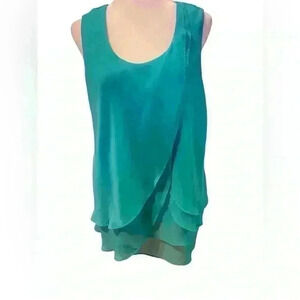 Cato Women’s sleeveless layered ruffled front in layers blue green size 14/16W